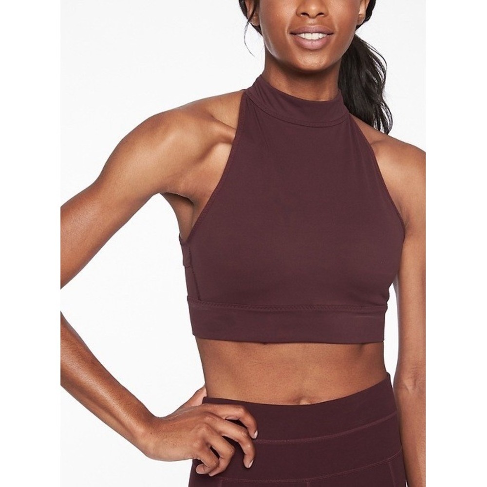 Athleta A-C Vinyasa Sports Bra Yoga Pilates Powervita Aubergine Small NEW